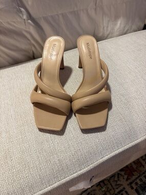 Modatope Tan Padded Crisscross Heeled Sandals
